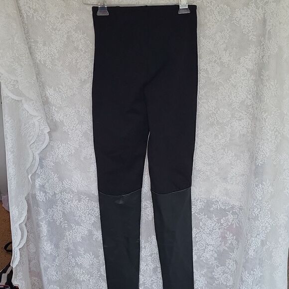 Minxx HI Rise Black Leggings, Faux Leather Shins Size Small, NWT - Picture 5 of 6